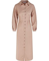 Loom London - Camille Blush Pink Midi Shirt Dress - Lyst
