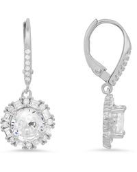 Kylie Harper - Dangling Round Cut Halo Diamond Cz Leverback Earrings - Lyst