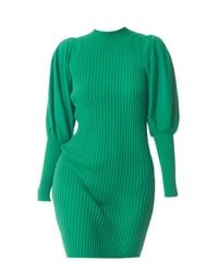 Sour Figs - Funnel Neck Puff Sleeve Knit Dress - Lyst