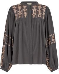 Raffya - Demi Embroidered Ballon Sleeve Shirt - Lyst