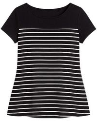 Conquista - A Line Short Sleeve Striped Top - Lyst