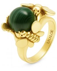 Unaloe - Plated Malachite Statement Ring – Natural Gemstone Luxury Ring For Handmade Artisan Jewelry - Lyst