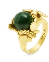 Unaloe - Plated Malachite Statement Ring – Natural Gemstone Luxury Ring For Handmade Artisan Jewelry - Lyst