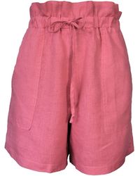 Larsen and Co - Pure Linen Palma Shorts In Peony Pink - Lyst
