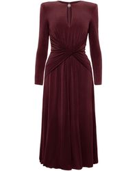 Nissa - Crystal-Detail Midi Dress Bordeaux - Lyst