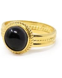 Vintouch Italy - Fascetta Gold-plated Mini Onyx Ring - Lyst