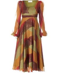 Sofia Tsereteli - Long Silk Dress In Multicoloured Patch - Lyst