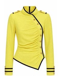 Julia Allert - Fitted Asymmetrical Ruched Long Sleeve Blouse – - Lyst