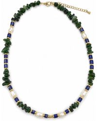 Angel Barocco - Gemstone, Cobalt & Baroque Pearl Beaded Necklace - Lyst