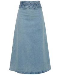 Esther Saadia - Elizabeth Highwaisted Braided Stretch Denim Skirt - Lyst
