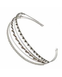 Rare Matters Jewelry - Sculptural Five Row Hammered Wire Headband Pearl Bronze Beaded Statement Hairband - Lyst
