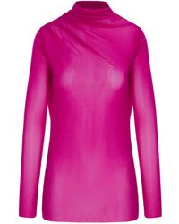 concept A trois - Tulle Blouse With Ruffles And Long Sleeves - Lyst
