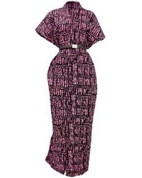 Chuks Collins - Ajah Collection: Peach Print Long Dress - Lyst