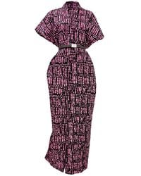 Chuks Collins - Ajah Collection: Peach Print Long Dress - Lyst