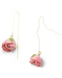 I'MMANY LONDON - Real Flower Bella Rosa Pink Rosebud 18k Gold Vermeil Threader Earrings - Lyst