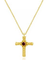 Unaloe - Spiritual Cross Necklace With Ruby - Lyst
