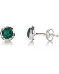 The Jewellery Store London - Round Malachite Studs - Lyst