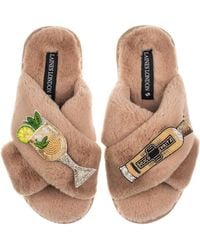 Laines London - Neutrals Classic Laines Slippers With Hugo Spritz Brooches - Lyst