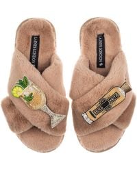 Laines London - Neutrals Classic Laines Slippers With Hugo Spritz Brooches - Lyst
