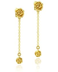 Unaloe - Vermeil Minimal Rose Drop Earrings – Luxury Contemporary Floral Designer Jewelry - Lyst