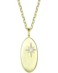 Genevive Jewelry - Rachel Glauber Stunning Plated Cubic Zirconia Oval Bar Charm Pendant Necklace - Lyst