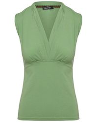 Conquista - Light Sleeveless Faux Wrap Top - Lyst