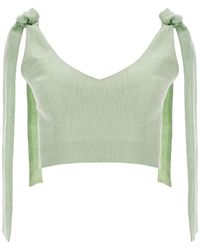 Lita Couture - Bow Strap Linen Crop Top - Lyst