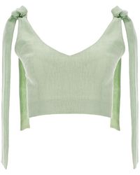 Lita Couture - Bow Strap Linen Crop Top - Lyst