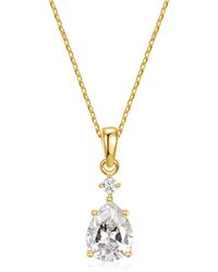 Genevive Jewelry - Plated With Cubic Zirconia Raindrop Pear Stone Pendant Necklace - Lyst