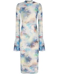 No'design - Sheer Midi Dress With Ruffled Sleeves - Lyst