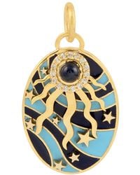 Artisan - Natural Blue Sapphire Handmade Pendant 14k Yellow Gold Diamond - Lyst