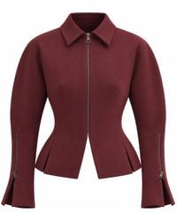 SÉLONE - Ilya Sculpted Tailored Jacket Burgundy - Lyst