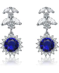 Genevive Jewelry - Sterling Silver Cubic Zirconia Blue Sun Earrings - Lyst