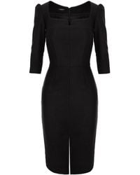 AVENUE No.29 - Rounded Neckline Midi Dress With Front Slit - Lyst