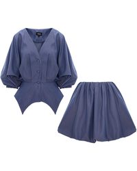 BLUZAT - Asymmetrical Two-Piece Set With Bubble Skirt - Lyst