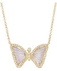KAMARIA - Mini Amethyst Butterfly Necklace With Diamonds - Lyst