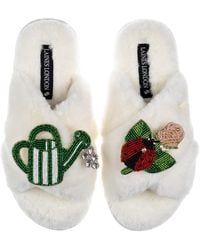 Laines London - Neutrals Classic Laines Slippers With The English Garden Brooches - Lyst