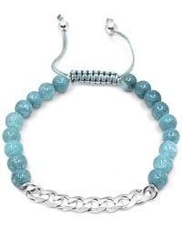 Lutiro - Jade Imitation Amazonite Beads With Curb Chain Bracelet - Lyst