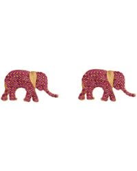 Ebru Jewelry - Guardian Ruby Elephant Stud Earrings - Lyst