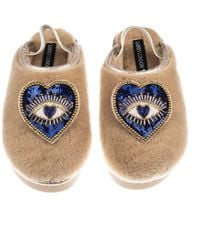 Laines London - Neutrals Flatform Cloud Closed Toe Slippers With Double Heart Eye Brooches - Lyst