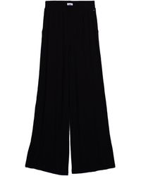 Vænn - Pull On Wide Leg Rib Pant Onyx - Lyst