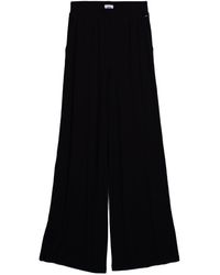 Vænn - Pull On Wide Leg Rib Pant Onyx - Lyst