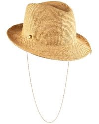 Shaded the Label - Neutrals Hallane Straw Trilby Hat With Sterling Jewellery - Lyst