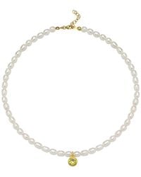LINYA JEWELLERY - Cosmic Big Pearl Zodiac Necklace Birthtone - Lyst