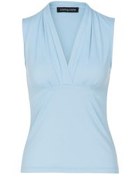 Conquista - Light Sleeveless V-Neck Fitted Top – Soft Viscose-Blend Fabric - Lyst