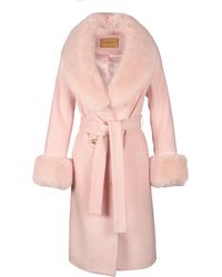 Santinni - 'marlene' 100% Cashmere & Wool Coat In Rosa - Lyst