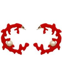 Gissa Bicalho - Handmade Acrylic Earrings Hoops Coral & Pearl - Lyst
