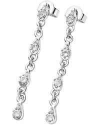 Lucy Quartermaine - Solid Sterling Skinny Drip Drop Earrings With Topaz - Lyst