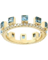 Artisan - Square Aquamarine & Diamond Tiara Band Ring - Lyst