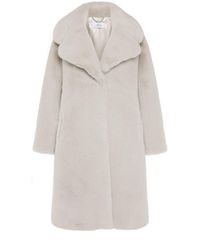 ISSY LONDON - Neutrals Greta Luxe Longline Faux Fur Coat Chalk - Lyst